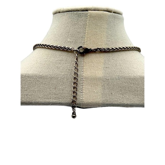 Vintage Southwest Faux Turquoise & Coral Pendant Necklace Silver Tone Chain - Picture 5 of 6